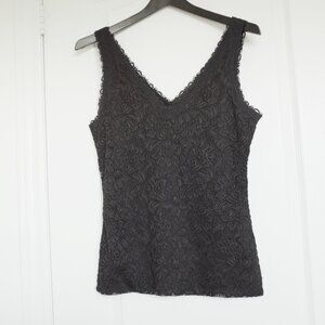 COPY - WHBM White House Black Market double V black lace over Tank Top size M